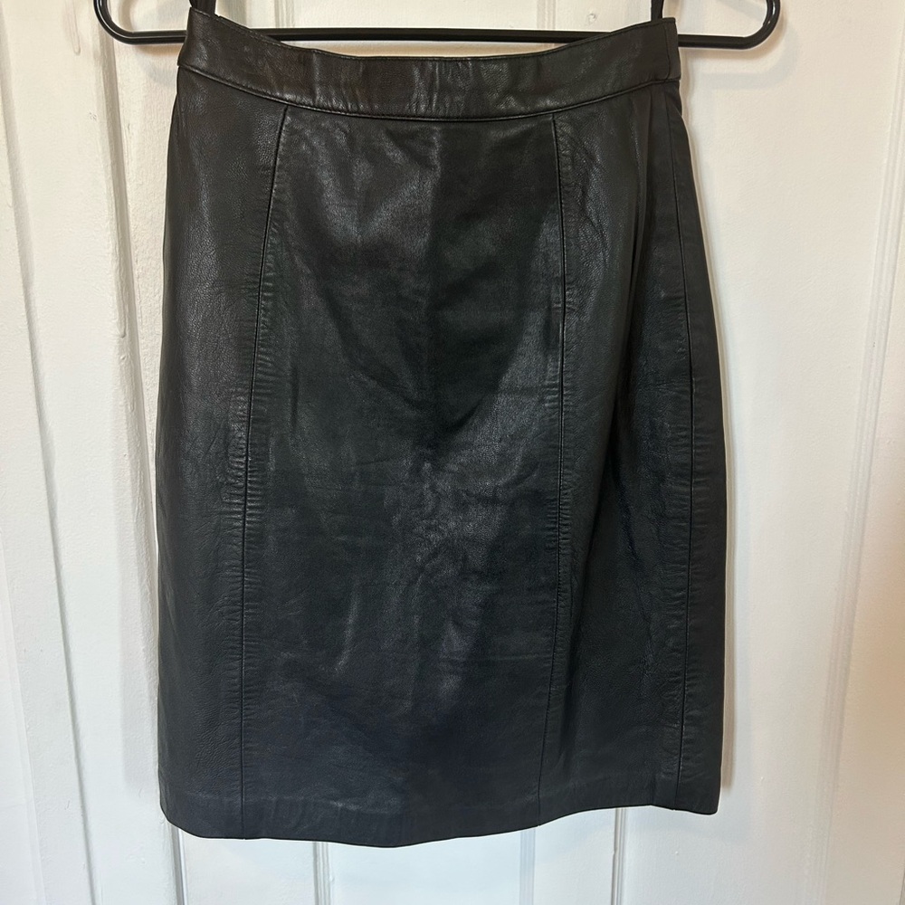 Express Black Leather Pencil Skirt